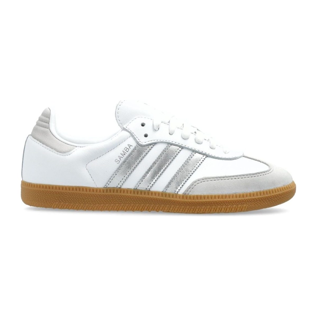 Adidas Samba OG  White, Metallic Silver, and Grey